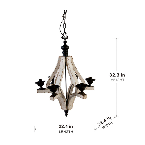 6-Light Distressed Wood Chandelier