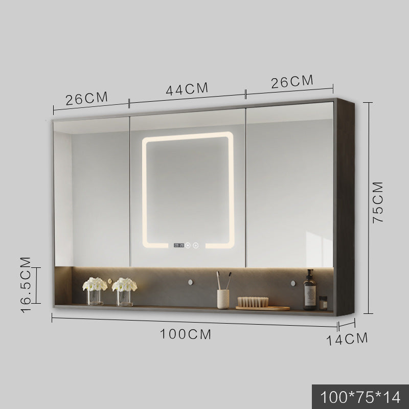 LED Anti-Fog Wall Mirror Cabinet / Wood color / 130cm