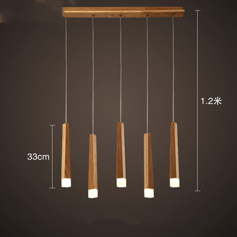 Ash Wood 1/5-Light Strip Pendant Light / Ash wood 5heads / warm light