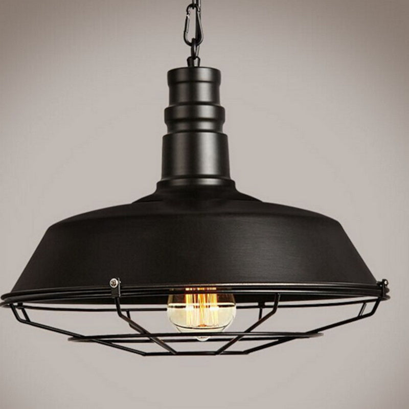 Vintage Iron Single-Head Pendant Light / Black / 260mm Without bulb