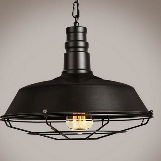Vintage Iron Single-Head Pendant Light / Black / 260mm Without bulb