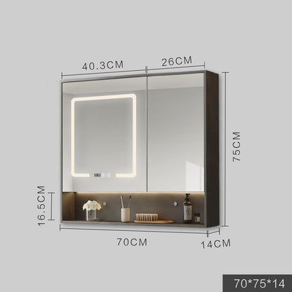 LED Anti-Fog Wall Mirror Cabinet / Grey / 80cm