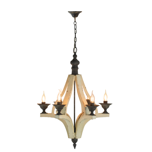 6-Light Distressed Wood Chandelier