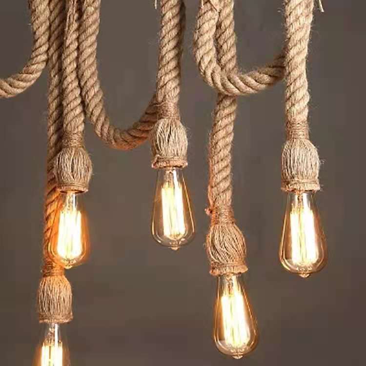 Rustic Bamboo Jute Rope Pendant Light