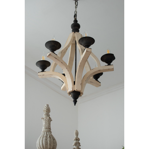 6-Light Distressed Wood Chandelier