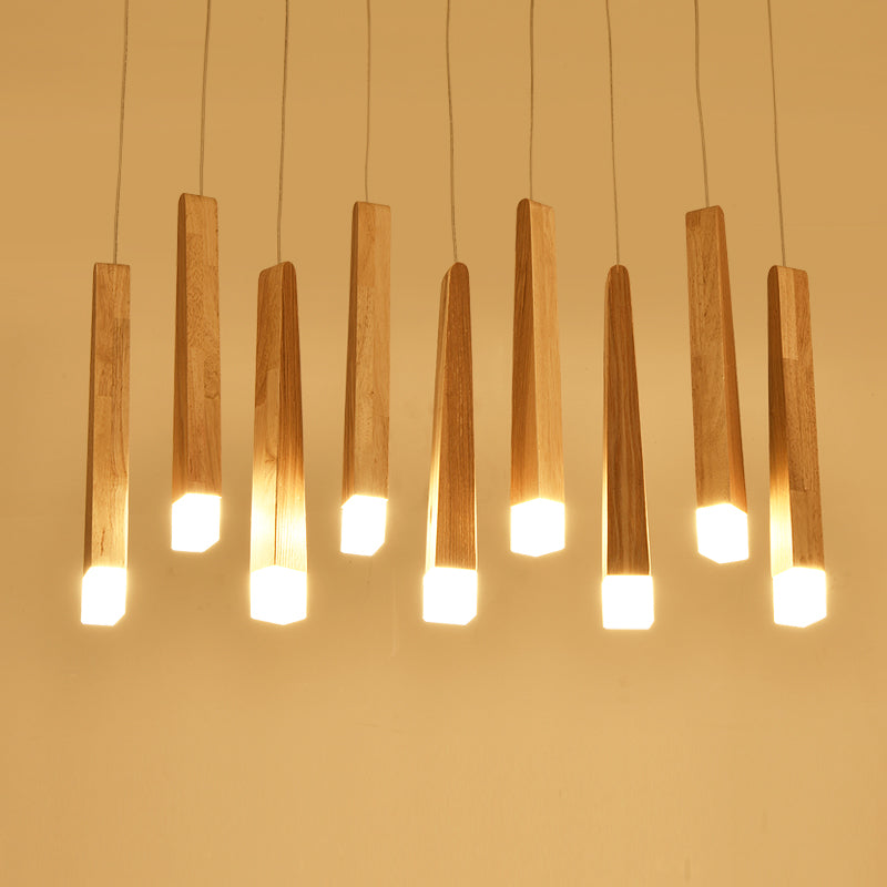 Ash Wood 1/5-Light Strip Pendant Light / Ash wood 5heads / Tricolor light