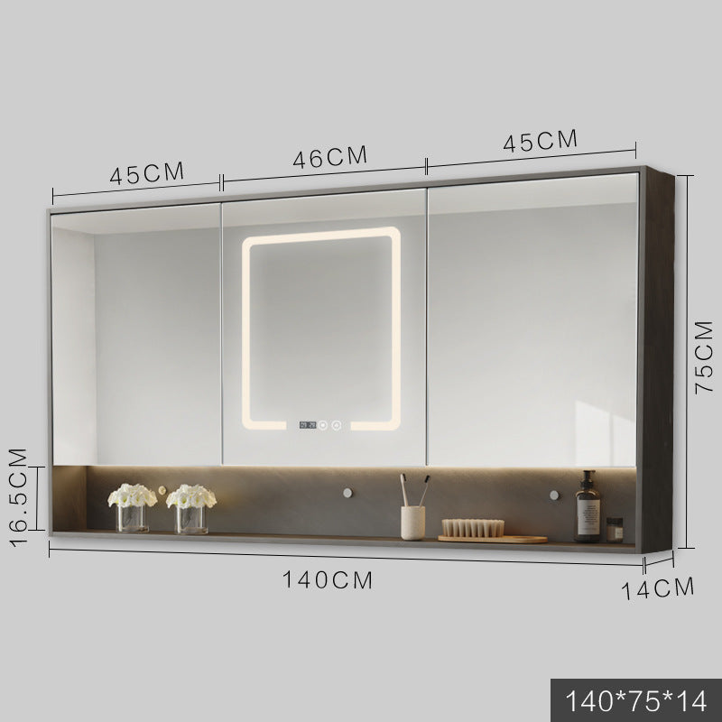 LED Anti-Fog Wall Mirror Cabinet / Wood color / 100cm