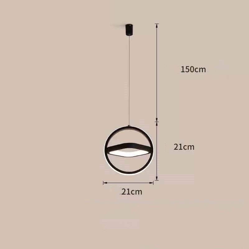 Geometric Iron LED Pendant Light / Black circle / White light