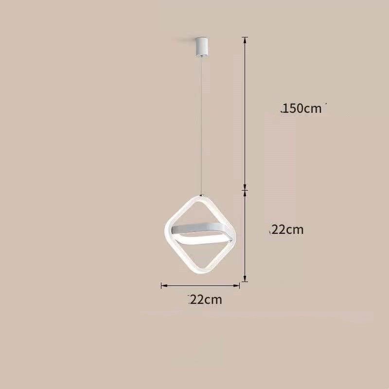 Geometric Iron LED Pendant Light / White square / Three tone light