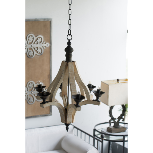 6-Light Distressed Wood Chandelier