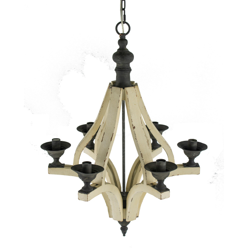 6-Light Distressed Wood Chandelier