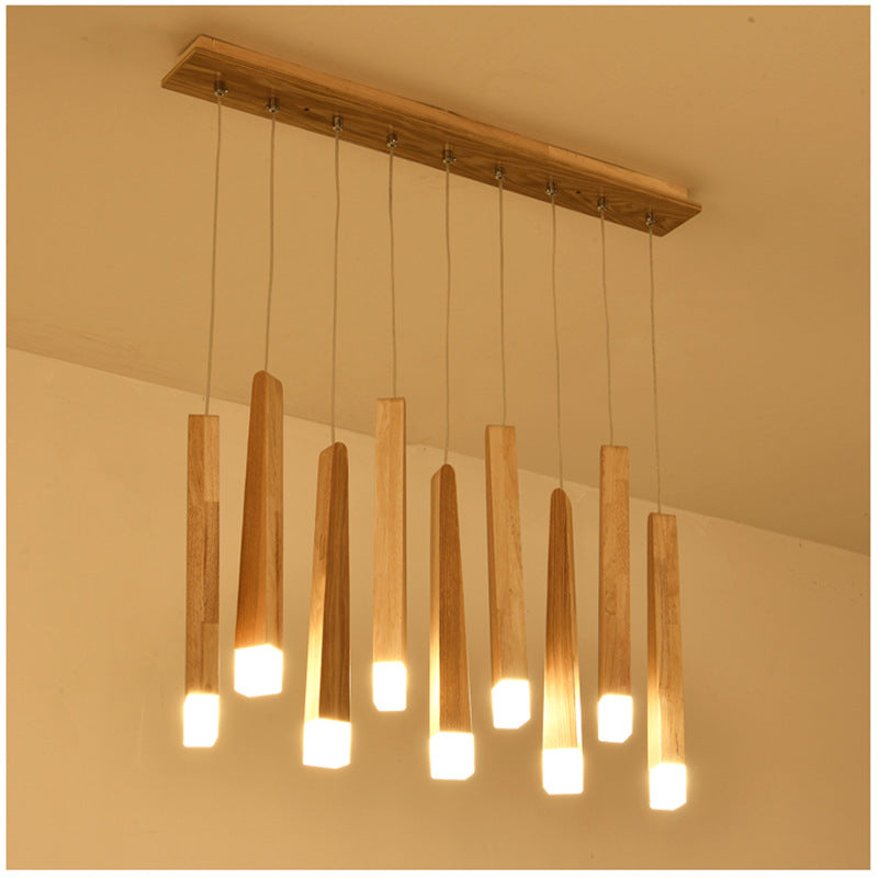 Ash Wood 1/5-Light Strip Pendant Light / Ash single head / warm light