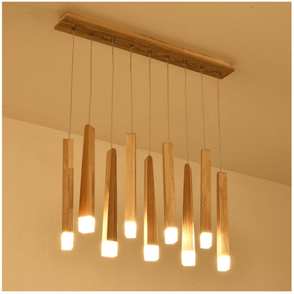Ash Wood 1/5-Light Strip Pendant Light / Ash single head / warm light