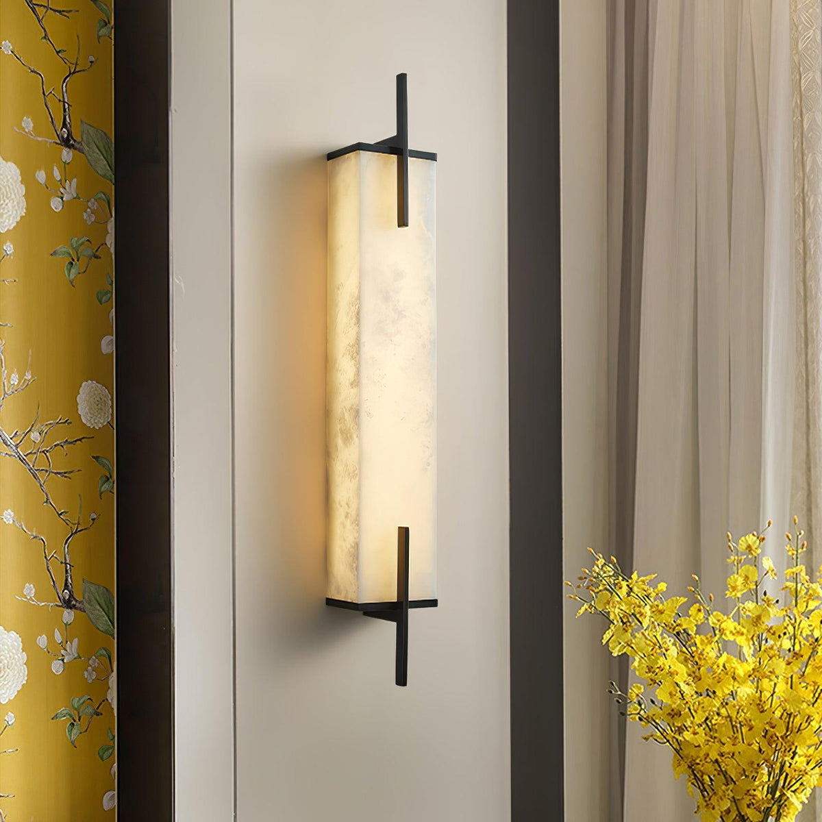 Alabaster Brass Integrated LED Wall Light / ∅ 4.7″ x H 31.5″ / Dia 12cm x H 80cm / White+Black / Warm Light