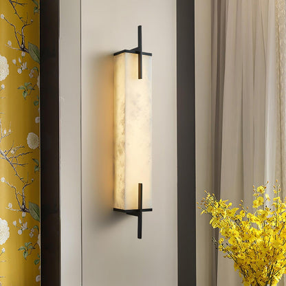 Alabaster Brass Integrated LED Wall Light / ∅ 4.7″ x H 31.5″ / Dia 12cm x H 80cm / White+Black / Warm Light