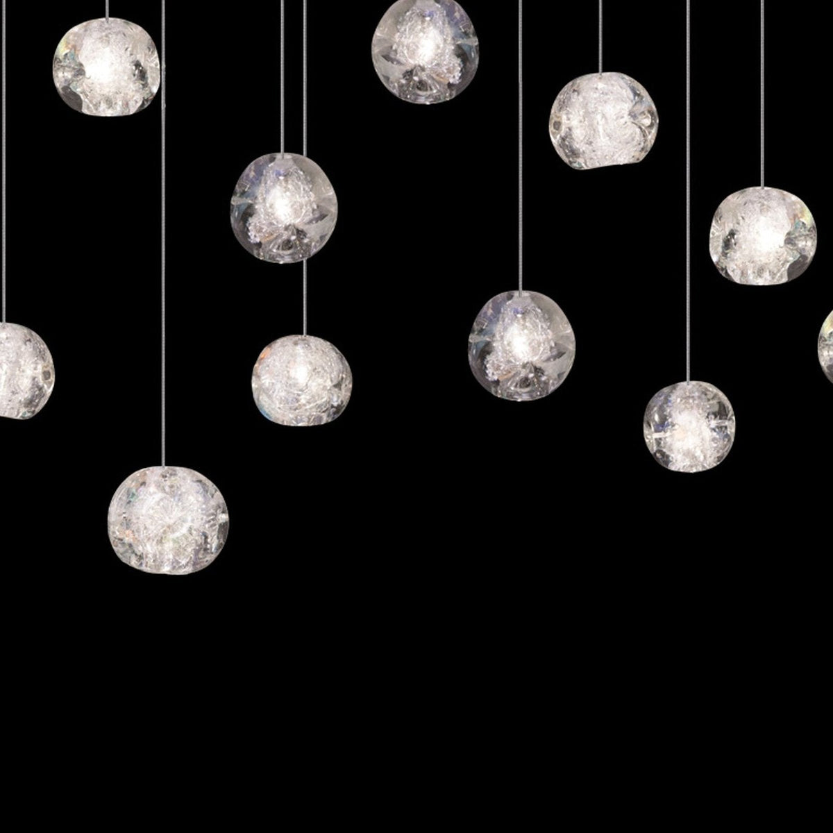 48-Inch Rectangular Optic Crystal Pendant Light / Silver