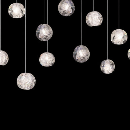 48-Inch Rectangular Optic Crystal Pendant Light / Silver