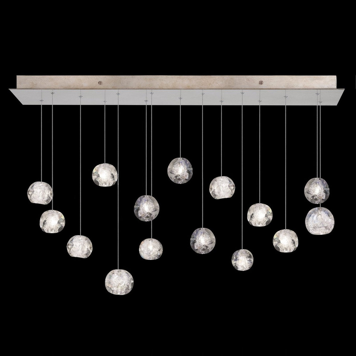 48-Inch Rectangular Optic Crystal Pendant Light / Gold