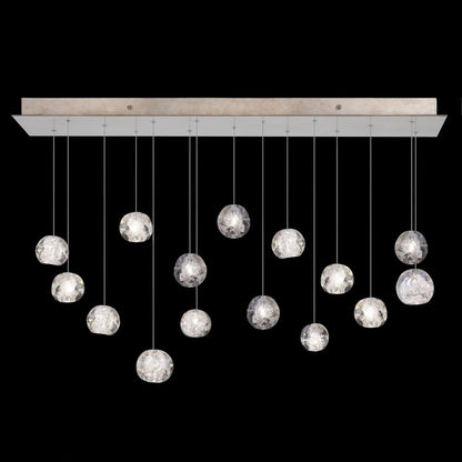 48-Inch Rectangular Optic Crystal Pendant Light / Gold