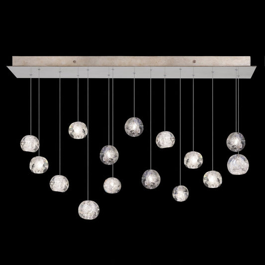 48-Inch Rectangular Optic Crystal Pendant Light / Gold