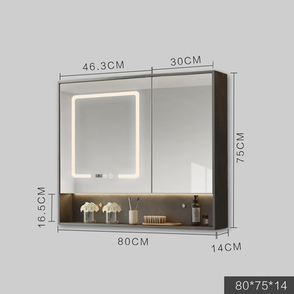 LED Anti-Fog Wall Mirror Cabinet / Grey / 70cm