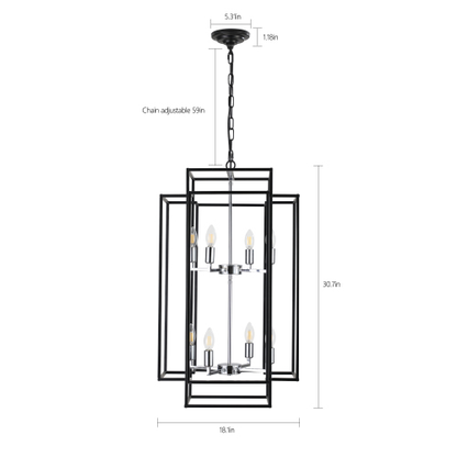 8-Light Black Chrome Lantern Chandelier