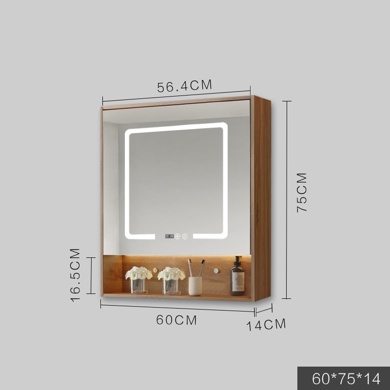 LED Anti-Fog Wall Mirror Cabinet / Wood color / 120cm