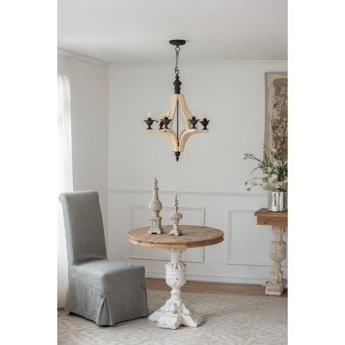6-Light Distressed Wood Chandelier
