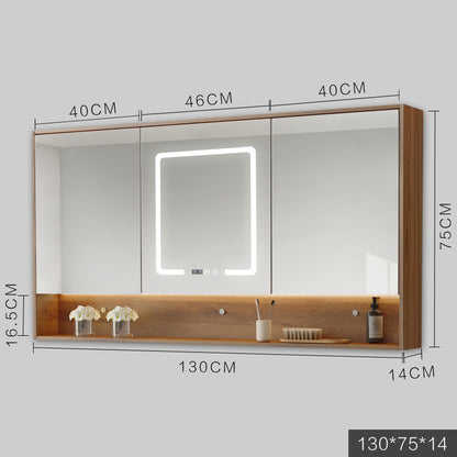 LED Anti-Fog Wall Mirror Cabinet / Grey / 130cm
