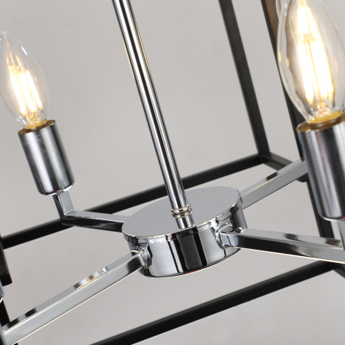 8-Light Black Chrome Lantern Chandelier