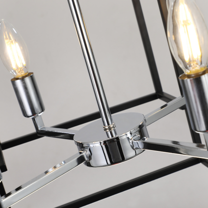 8-Light Black Chrome Lantern Chandelier