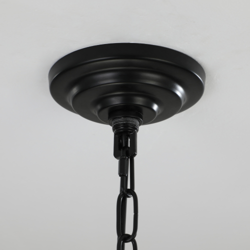 8-Light Black Chrome Lantern Chandelier